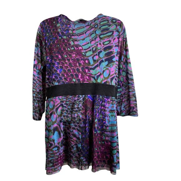 Karen Kane Women's Purple Modern Print V Neck Tunic Top Size 2X Art To Wear Boho - Picture 2 of 9